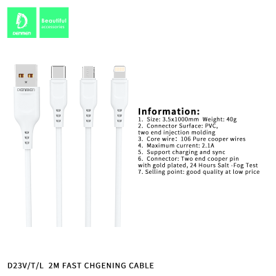 Cáp Sạc DENMEN D23V (2.1A) - Micro USB